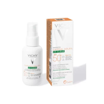 Vichy Capital Soleil UV-Clear SPF50+ Λεπτόρρευστο Αντιηλιακό Προσώπου Κατά των Ατελειών & της Λιπαρότητας, 40ml