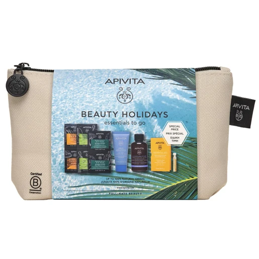Apivita Beauty Holidays Essentials to Go με Ενυδατική Κρέμα-Gel Ελαφριάς Υφής, 15ml, Αφρό Καθαρισμού Προσώπου, 75ml, Μάσκα Προσώπου Φραγκόσυκο, 2x8ml, Μάσκα Προσώπου Κολοκύθα, 2x8ml, Μάσκα Ματιών Ginkgo Biloba, 2x2ml & Έλαιο Προσώπου Ημέρας, 1,6ml, 1σετ
