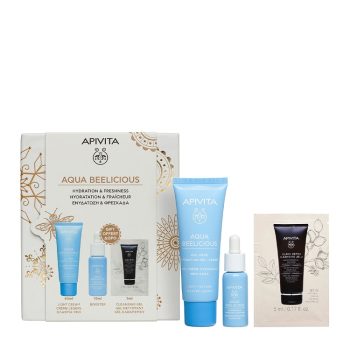 Apivita Aqua Beelicious Promo με Aqua Beelicious Ενυδατική Κρέμα-Gel Ελαφριάς Υφής, 40ml & Δώρο Booster Αναζωογόνησης & Ενυδάτωσης, 10ml & Gel Καθαρισμού για Πρόσωπου & Μάτια, 5ml, 1σετ